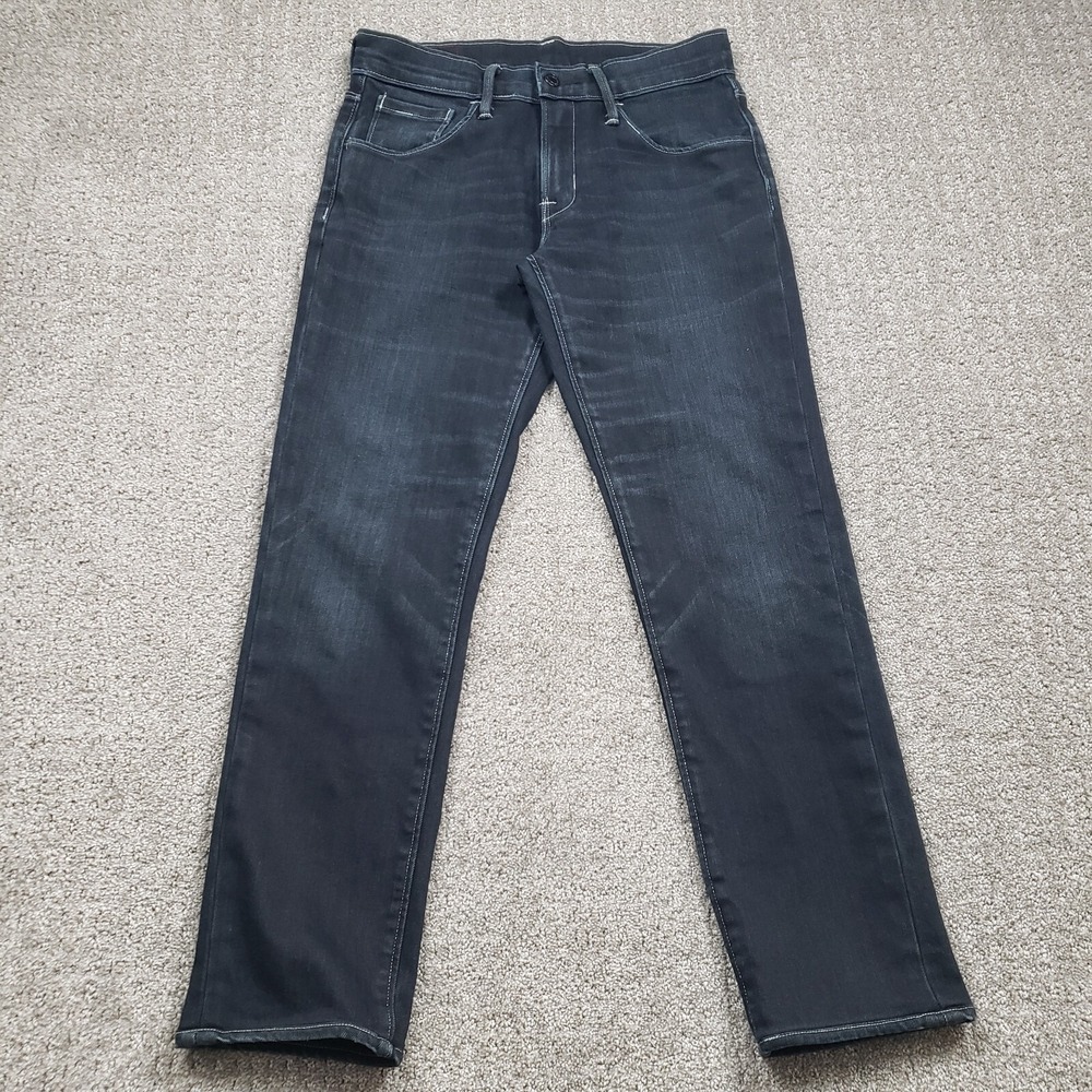 Levis Jeans Mens 30x32 (30x28) Black 511 Slim Straight Light Fade Whisker Denim